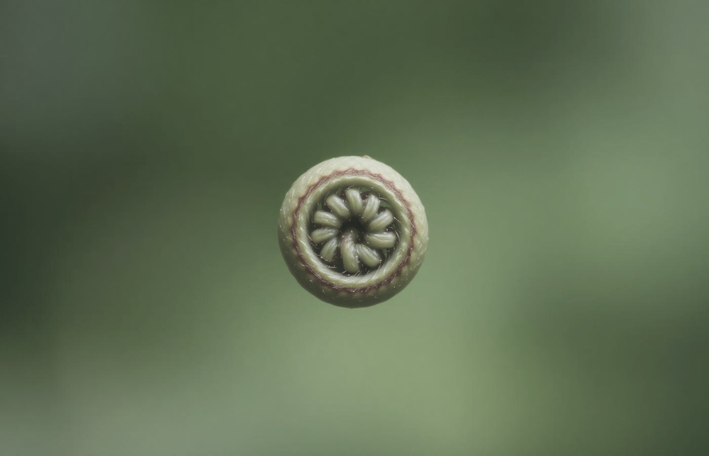 A young fern frond unfurling in a spiral